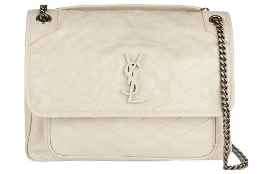 SAINT LAURENT Niki Calfskin Hobo Bag, Crossbody Bag, Shoulder Bag Women's White