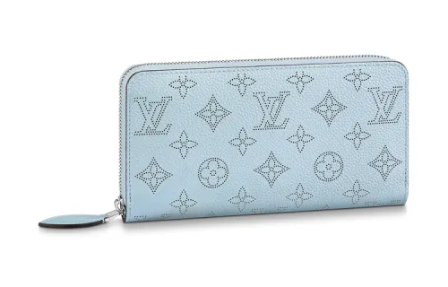 LOUIS VUITTON Zippy Cow Leather Wallet Women's Light Blue