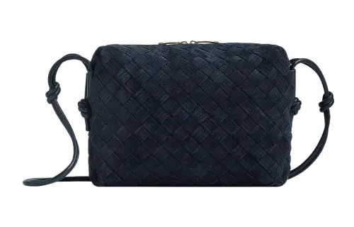 Bottega Veneta Loop Corduroy Suede Camera Bag, Storage Bag, Handheld Shoulder Bag Women's Space Blue