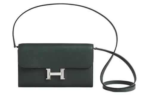 HERMES Constance To Go Evercolor Leather Cavale Canvas Wallet, Shoulder Bag, Crossbody Bag Women's Rousseau Green