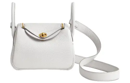 HERMES Lindy Taurillon Clemence Cow Leather Handbags 19 Women's 0U New White New White