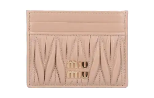 MIU MIU Matelassé Leather Card Holder Card Holder Women's Sand