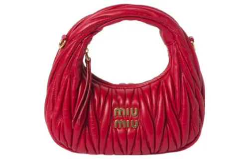 MIU MIU Matelassé Soft Sheep Leather Handbag Mini Women's Red