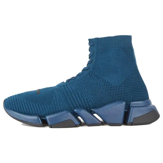 Balenciaga Speed 2.0 Stretch-Knit Lace Up Navy