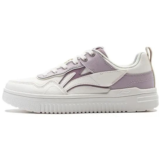 LINING Qingyun Skateboard Shoes Women's Low-Top White Purple