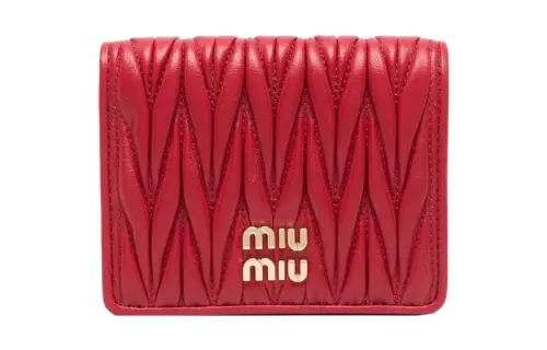 MIU MIU Leather Wallet Women's Red