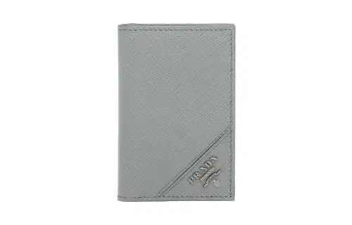 PRADA Saffiano Leather Card Holder Women's Marble Gray