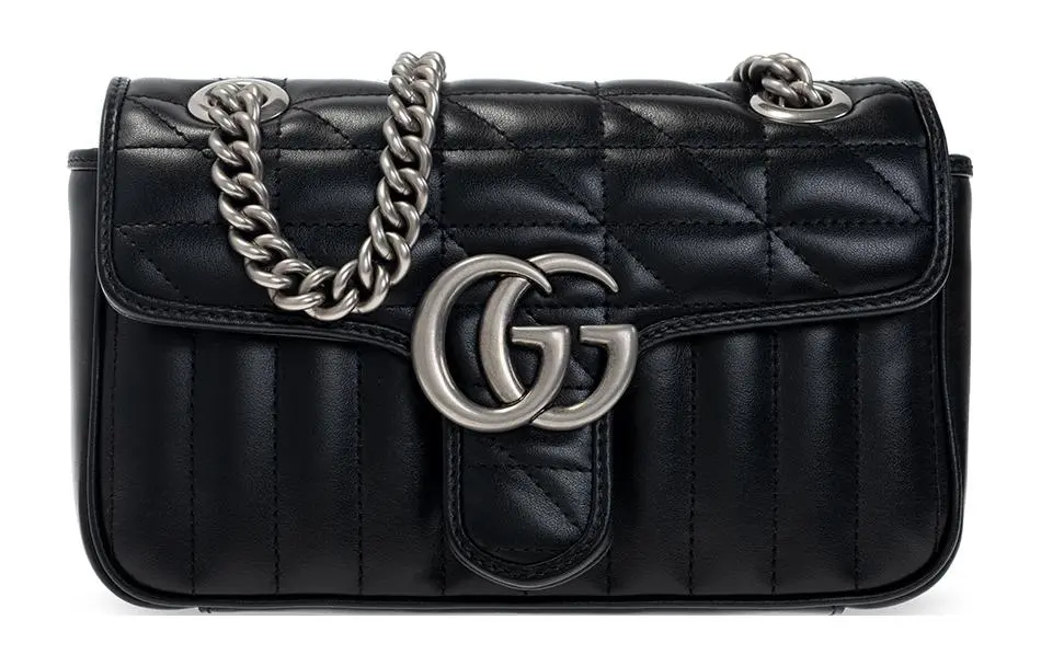 GUCCI GG Marmont Quilted Leather Shoulder Bag, Crossbody Bag Small Women's Black