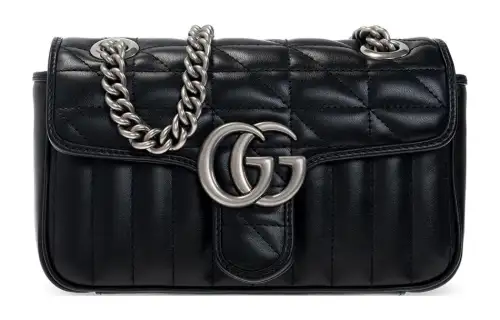GUCCI GG Marmont Quilted Leather Shoulder Bag, Crossbody Bag Small Women's Black
