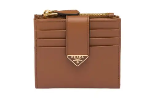 PRADA Leather Wallet Small Women's Brown
