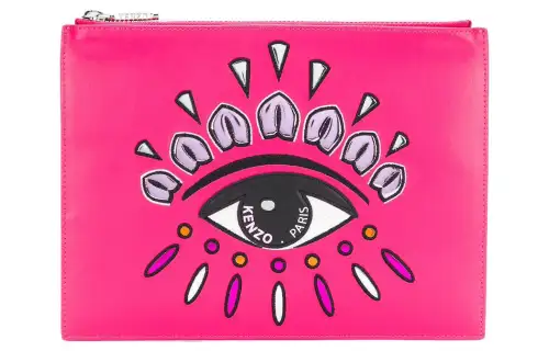 KENZO Leather With Polyurethane Clutch Women's Dark Purple Red