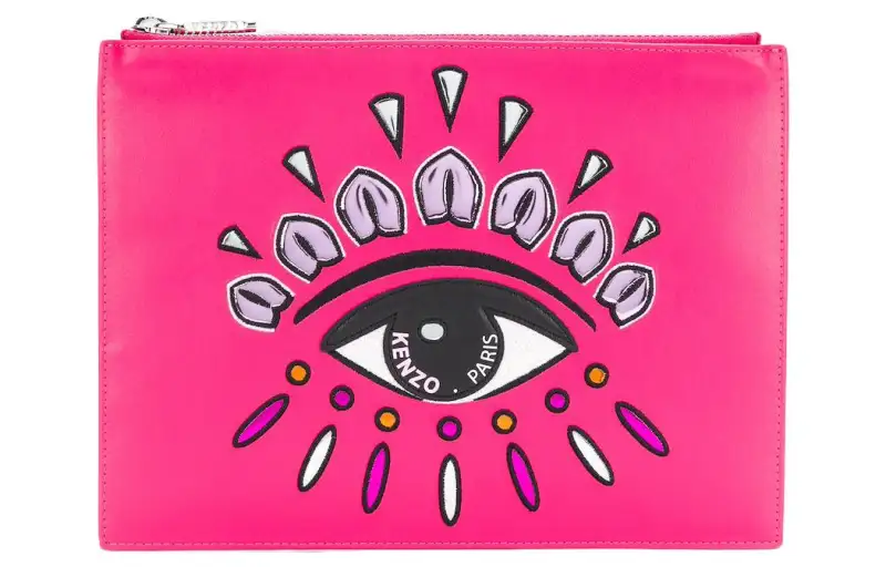 KENZO Leather With Polyurethane Clutch Women's Dark Purple Red