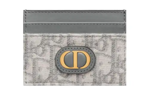 DIOR 30 Montaigne Fabric Card Holder Women's Gray