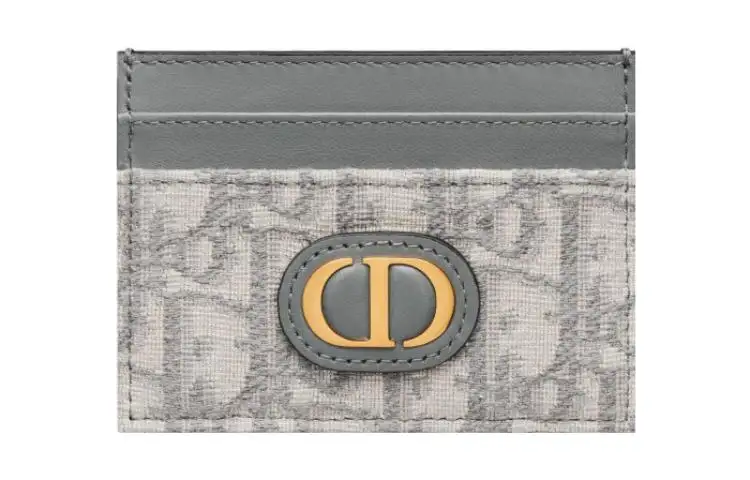DIOR 30 Montaigne Fabric Card Holder Women's Gray