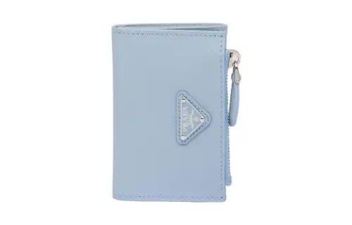PRADA Saffiano Leather Card Holder Card Holder Women's Blue