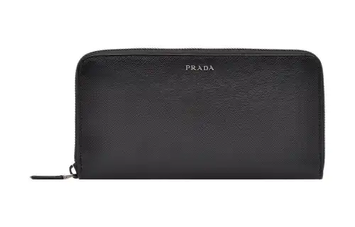 PRADA Saffiano Leather Wallet Men's Black/Baltic Sea Blue