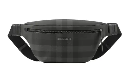 Burberry Cotton With Calfskin Trim Fanny Pack Regular Men's Charcoal Gray