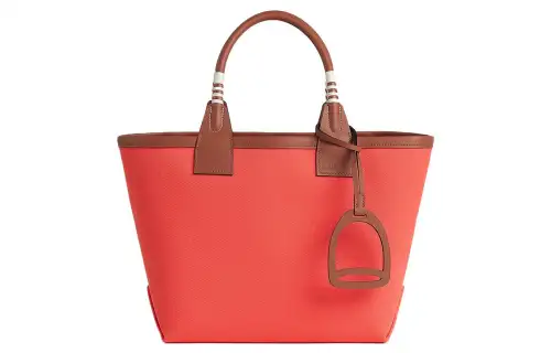 HERMES Steeple Canvas With Swift Calfskin Canvas Bag, Handbag Women's Copper Red
