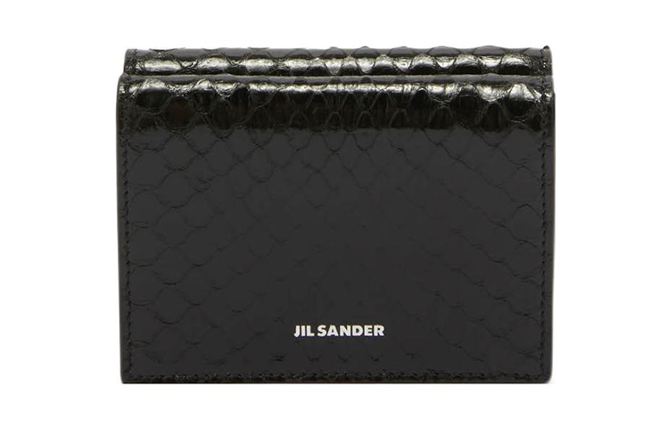 JIL SANDER Jil Sander Foil Embossed Logo Leather Coin Purse Wallet Mini Women's Black