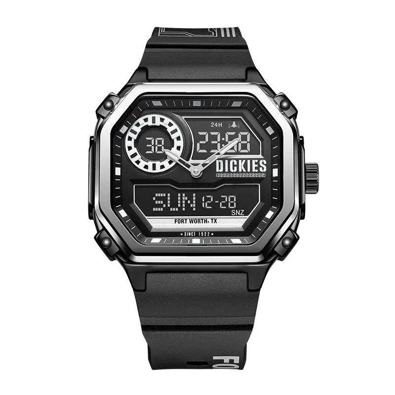 Dickies Aurora Warrior Collection Wrist Watches Quartz Movement Plastic Strap 44mm Black Dial Unisex