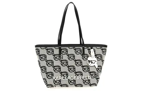 KARL LAGERFELD / Karl Lagerfeld Jeans Leather Handle Tote Bag, Shopping Bag, Handbag, Shoulder Bag Women's Black/White