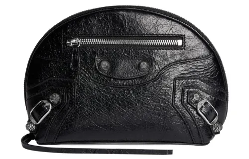 Balenciaga Le Cagole Fine Grained Sheepskin Makeup Bag Small Women's Black