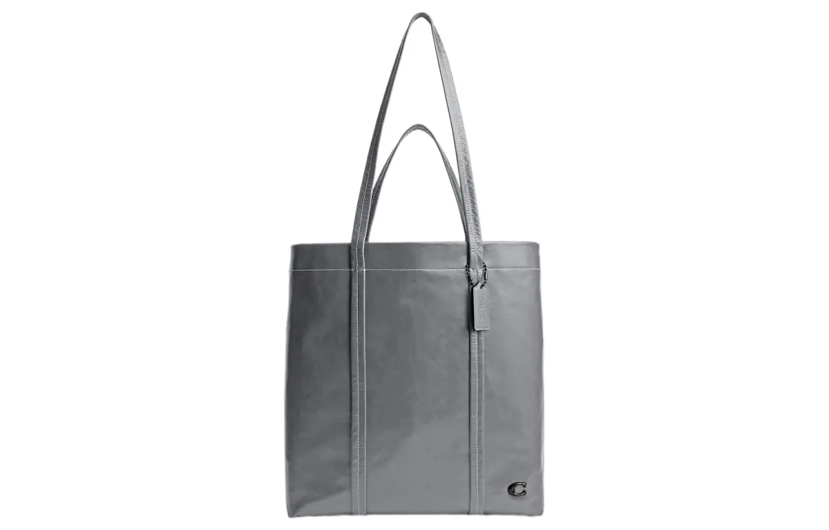 COACH Leather Tote Handbag, Shoulder Bag Large Men's Gray
