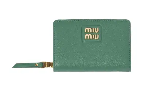 MIU MIU Leather Wallet Small Women's Sage Green