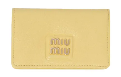 MIU MIU Leather Card Holder Women's Lemon