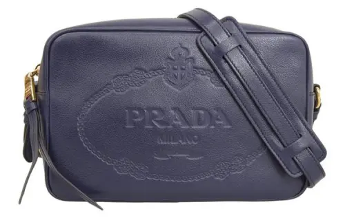 PRADA Leather Shoulder Bag, Crossbody Bag Women's Marine Blue