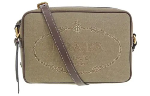 PRADA Canvas Shoulder Bag, Crossbody Bag Women's Brown