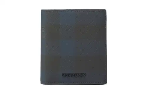 Burberry Polyurethane Bonded To Polyester Wallet Card Holder Men's Marine Blue