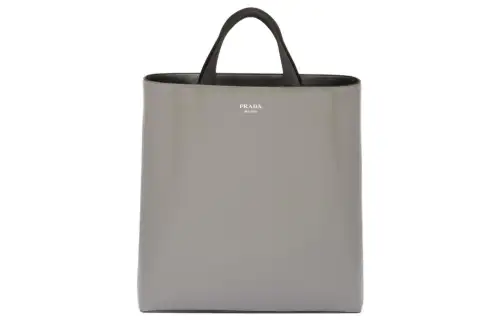PRADA Leather Tote Bag, Shopping Bag, Handbag Regular Men's Marble Gray