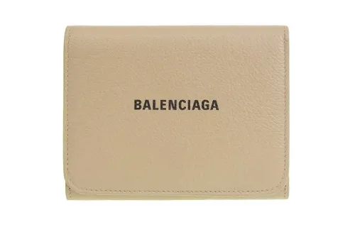 Balenciaga Leather Wallet Women's Light Brown
