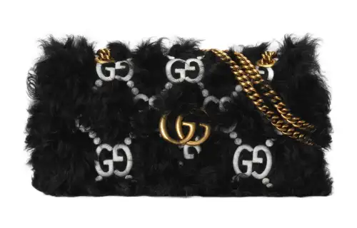 GUCCI Marmont Fabric Shoulder Bag, Crossbody Bag Small Women's Black