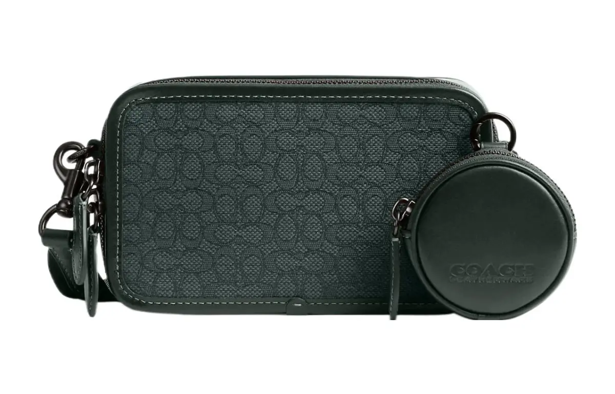 COACH Charter Jacquard With Calfskin Combo Bag, Shoulder Bag, Crossbody Bag Small Men's Green