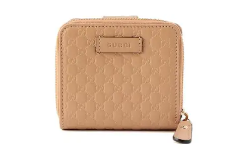 GUCCI Calfskin Wallet Regular Women's Beige