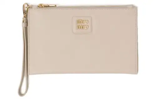 MIU MIU Leather Clutch Women's Ecru