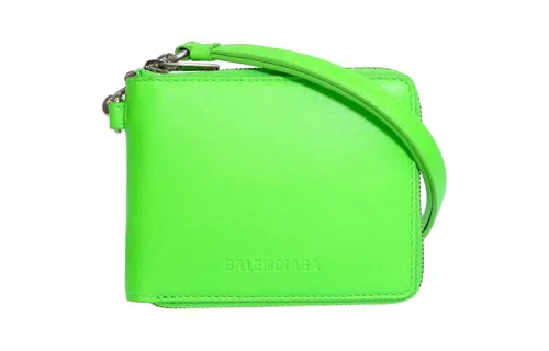 Balenciaga Leather Wallet Women's Green