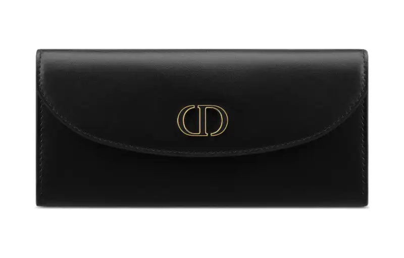 DIOR 30 Montaigne Calfskin Wallet Women's Black