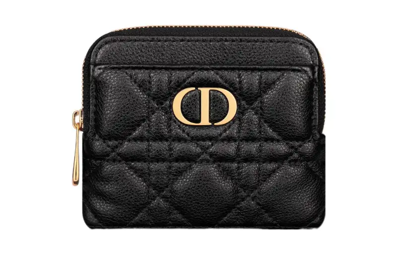DIOR Caro Calfskin Wallet Women's Black
