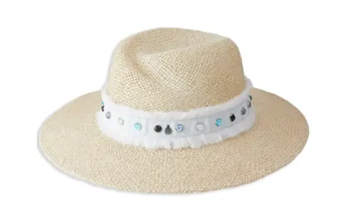Maison Margiela Straw, Cotton, Metalized Polyester, Rhinestone Top Hats Women's Beige