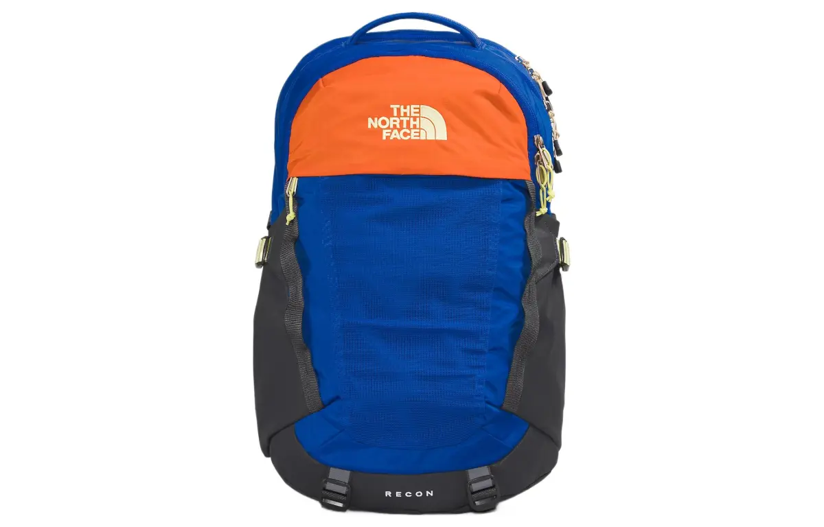THE NORTH FACE 30L Backpack Double Shoulder Outdoor Bag Recycled Nylon Blue & Orange Unisex