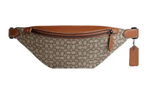 COACH Charter Jacquard Calfskin Shoulder Bag, Crossbody Bag, Sling Bag, Fanny Pack Large Men's Brown & Gray