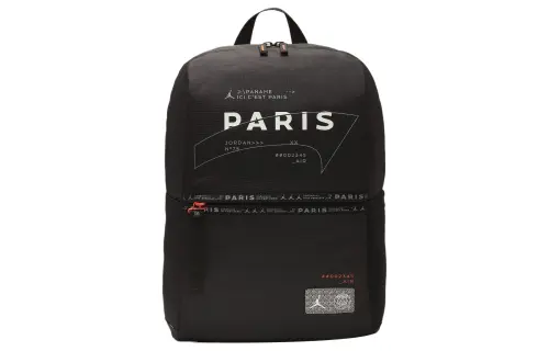 Jordan Foldable black backpack for leisure with zipper for men and women, print, polyester, for beloved