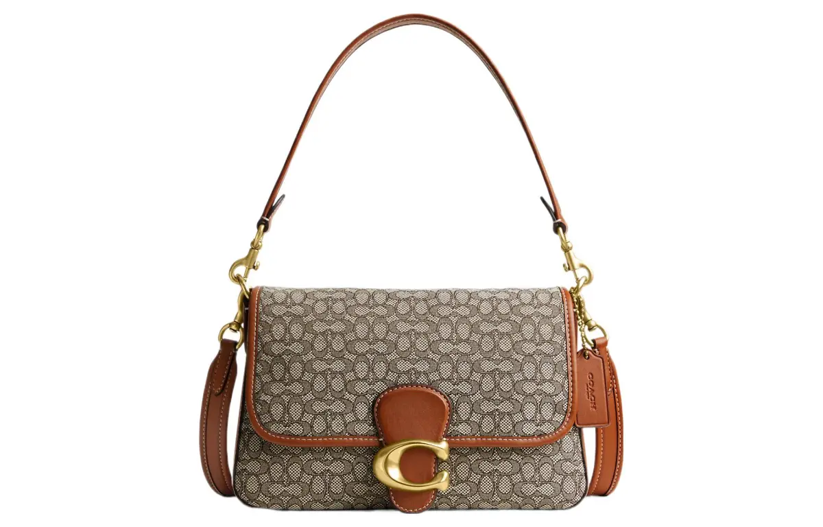 COACH Soft Tabby Leather Saddle Bag, Handbag, Shoulder Bag Large Women's Brown & Gray