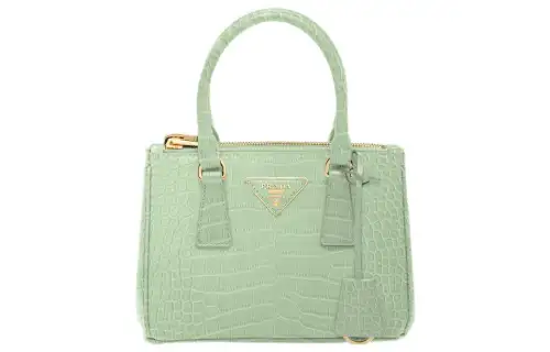 PRADA Galleria Killer Bag Crocodile Leather Shoulder Bag, Crossbody Bag, Handbag Mini Women's Light Green