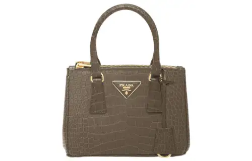PRADA Galleria Killer Bag Crocodile Leather Shoulder Bag, Crossbody Bag, Handbag Mini Women's Gray