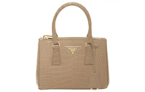 PRADA Galleria Killer Bag Crocodile Leather Shoulder Bag, Crossbody Bag, Handbag Mini Women's Embossed Beige