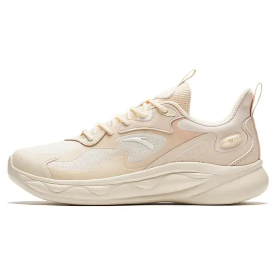 Anta Mianbomb 2 Cushioned Slip Resistant Abrasion Resistant Low Top Sprint Running Shoes Women's Beige Yellow
